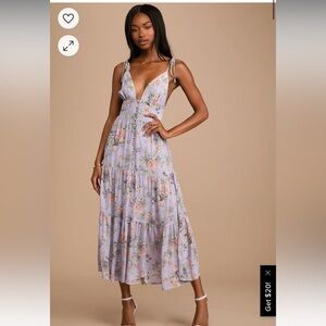 NWT Lulus Everlasting Sight Lavender Floral Midi Dress